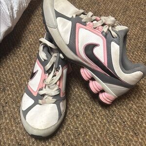 Nike Women's Pink and Gray Athletic Shoes shox vintage